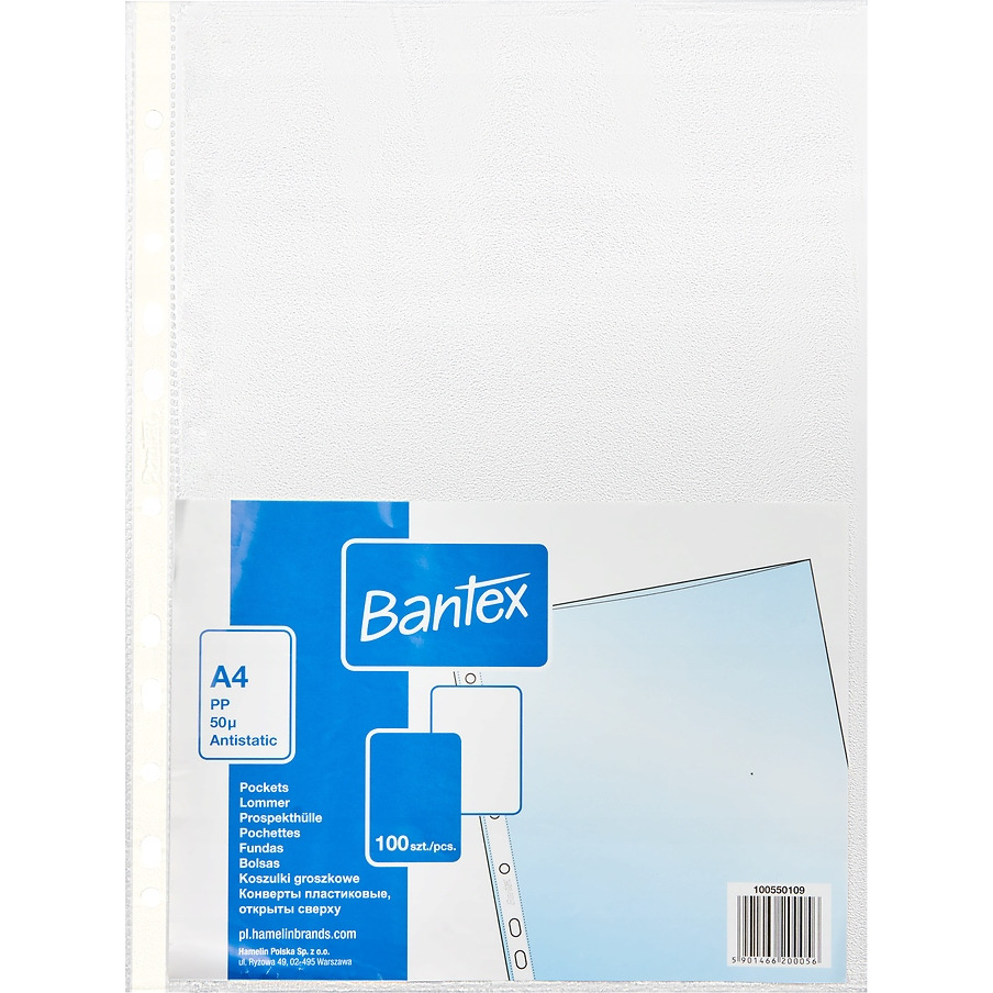 Koszulki groszkowe BANTEX A4 50mic (100szt) 100550109, obk1960089