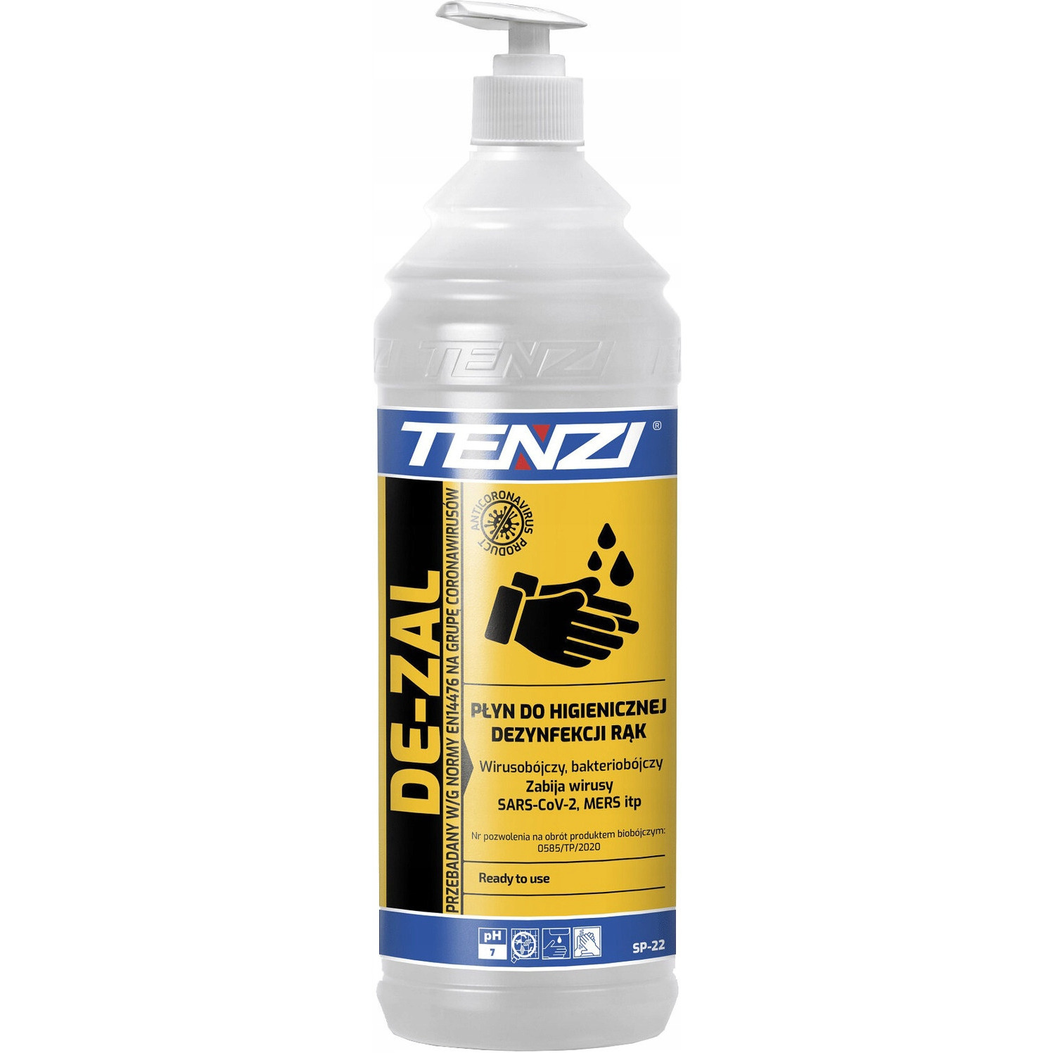 Płyn TENZI DE-ZAL do higienicznej dezynfekcji rąk 1l. (SP-22/001), hp 0106180