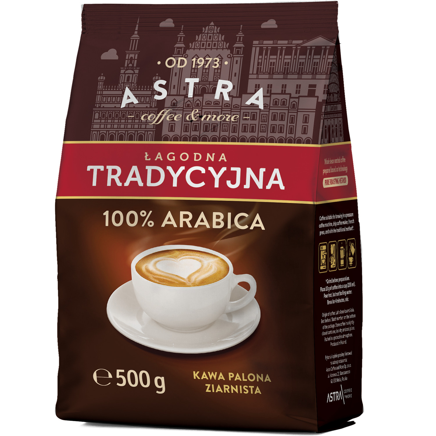 Kawa ASTRA ziarno 500g ŁagodnaTradycyjna 100% ARABICA, gk 0014219
