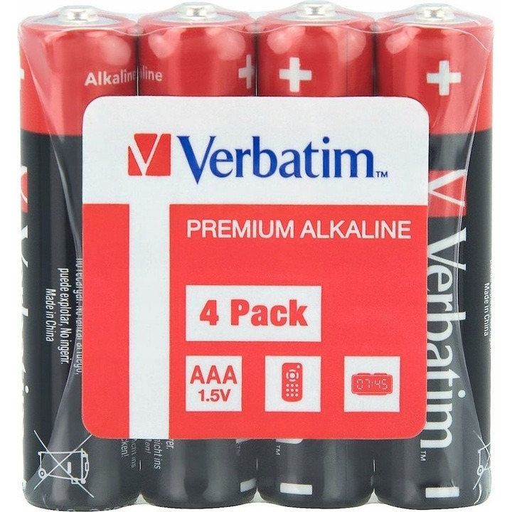 Bateria VERBATIM Premium Alkaline AAA/LR03 1,5V alkaliczna taca (4szt) (49500), ba 0354284