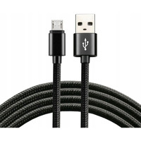 Kabel USB - microUSB EVERACTIVE 1, 2m 2, 4A pleciony czarny (CBB-1.2MB)