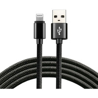 Kabel USB - Lightning EVERACTIVE 2m 2,4A pleciony czarny (CBB-2IB)