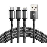 Kabel USB - USB-C/microUSB/Lightning EVERACTIVE 3w1 1, 2m 2, 4A czarny (CBB-1.2MCI)