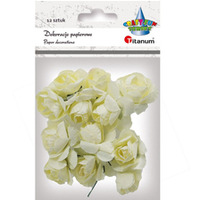 Kwiaty papierowe na druciku ryczki kremowe 12 szt. 396494 TITANUM