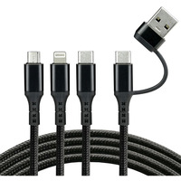 Kabel USB-A/USB-C -> USB-C/microUSB/Lightning 3w1 1, 2m 3A pleciony czarny EVERACTIVE (CBB-1.2ALL)
