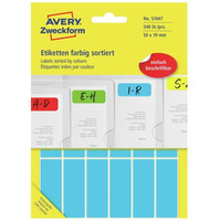 Etykieta w 5 kolorach 50x19mm (30 arkuszy = 540 etykiet) do opisu r�cznego 51047 AVERY ZWECKFORM