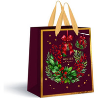Torebka prezentowa mała Burgundy Boże Narodzenie 190g 18x23x10cm INTERDRUK