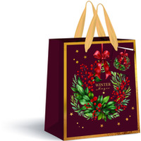 Torebka prezentowa średnia Burgundy Boże Narodzenie 190g 26,5x33x13cm INTERDRUK