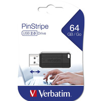 Pami�� USB 64GB VERBATIM USB 2.0 czarny 49065 PIN STRIPE