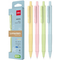 D�ugopis kulkowy LonGreen , niebieski wk�ad 4szt/op. mix kolor�w EQ42E-BL DELI