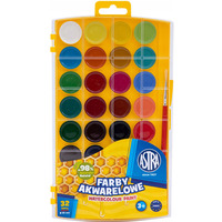Farby akwarelowe szkolne zestaw 32 kolory + p�dzelek 302023002 ASTRA