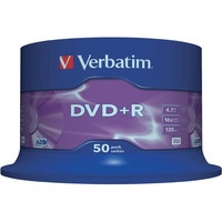 Płyta DVD+R 4, 7GB VERBATIM cake (50szt) 16x Matt Silver 43550