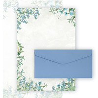 Papeteria ozdobna A4 Arkusz Fiori Blue 100g.(20ark.) +koperta DL g�adki ciemnoniebieski (10szt.) 206252 Galeria Papieru