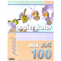 Papier xero A4 mix pastel 160g 100arkuszy KRESKA 20676