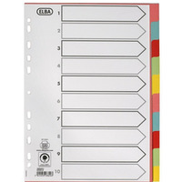 Przekładki kartonowe A4 z kolorowymi indeksami 10 kart 160g. 100204912 OXFORD