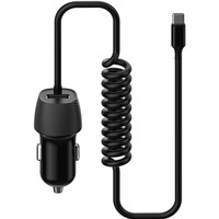 Ładowarka samochodowa PLATINET SPIRAL USB-A 3, 4A + kabel USB-C 15W czarna (45483)